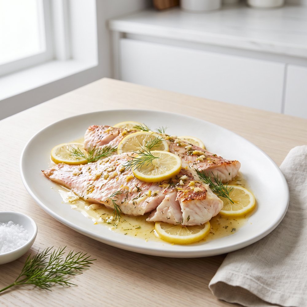 Red Snapper with Garlic-Lemon-Dill Butter