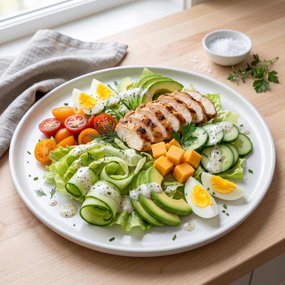 Grilled Chicken Chef Salad with Creamy Black Pepper Ranch