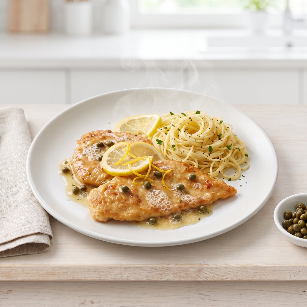 Chicken Piccata with Angel Hair Pasta