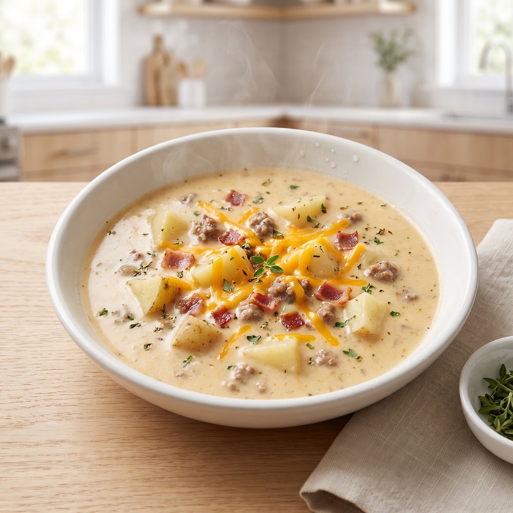 Cheeseburger and Bacon Potato Soup