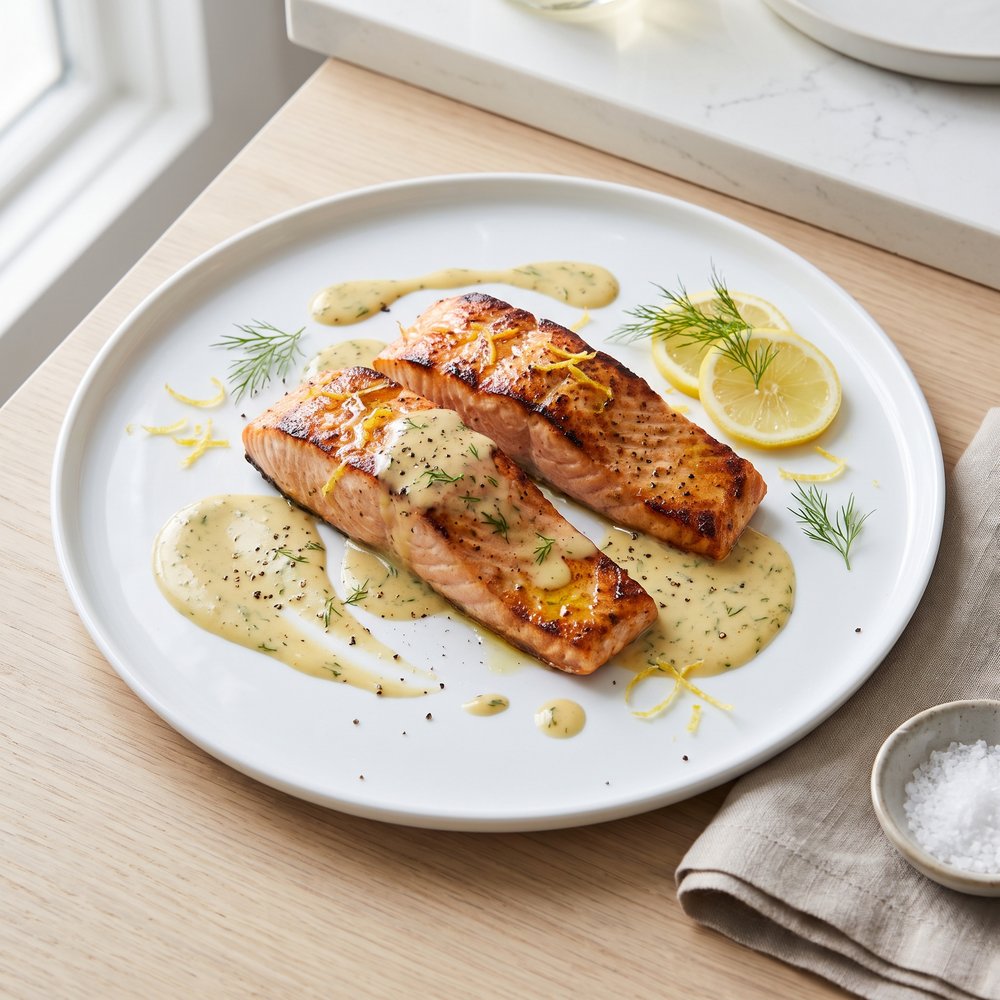 Grilled Salmon with Dill Sauce