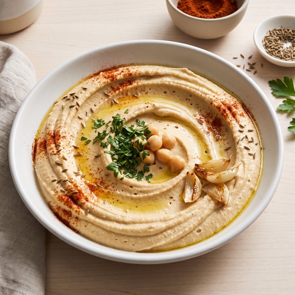 Bold Syrian-Style Hummus with Roasted Garlic