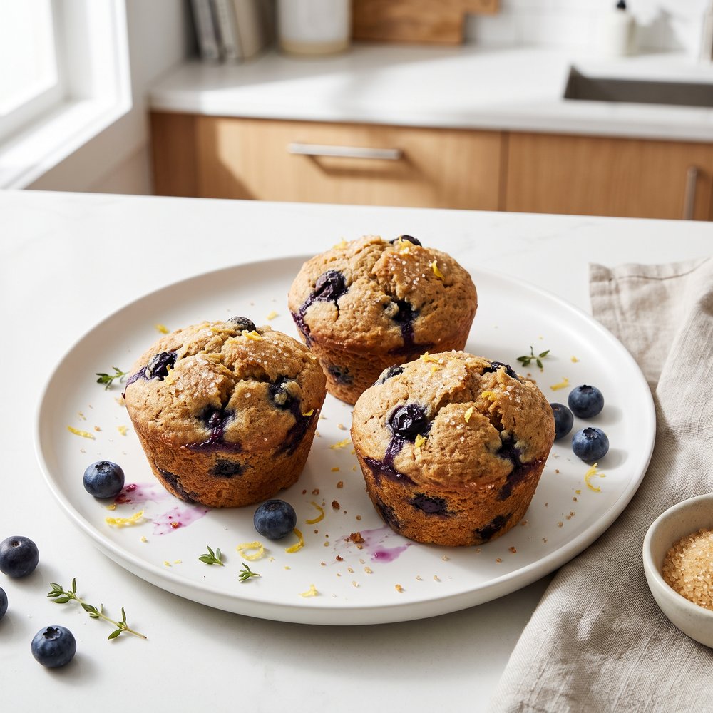 Quick Vegan Blueberry Muffins