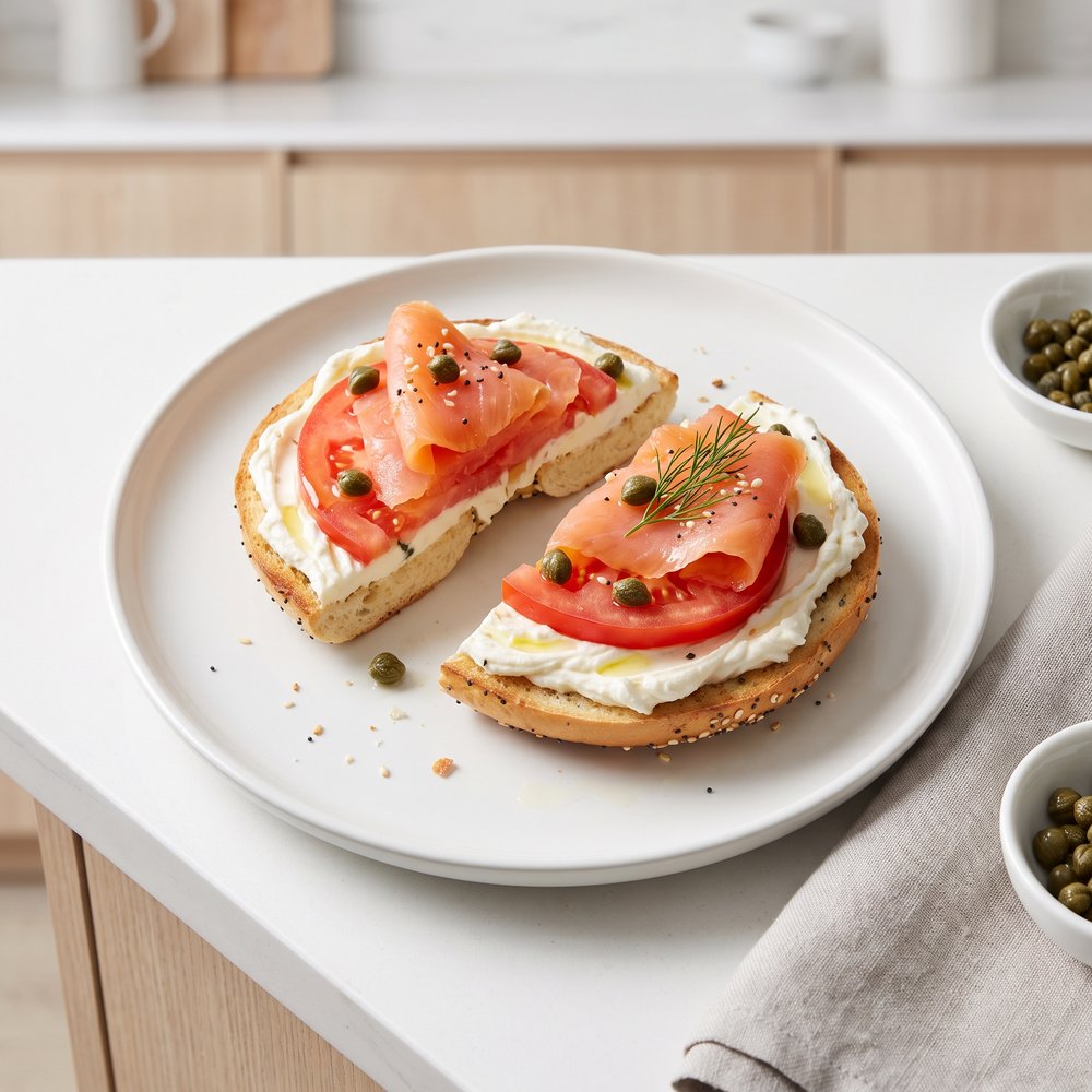 Everything Bagel with Nova Lox Breakfast