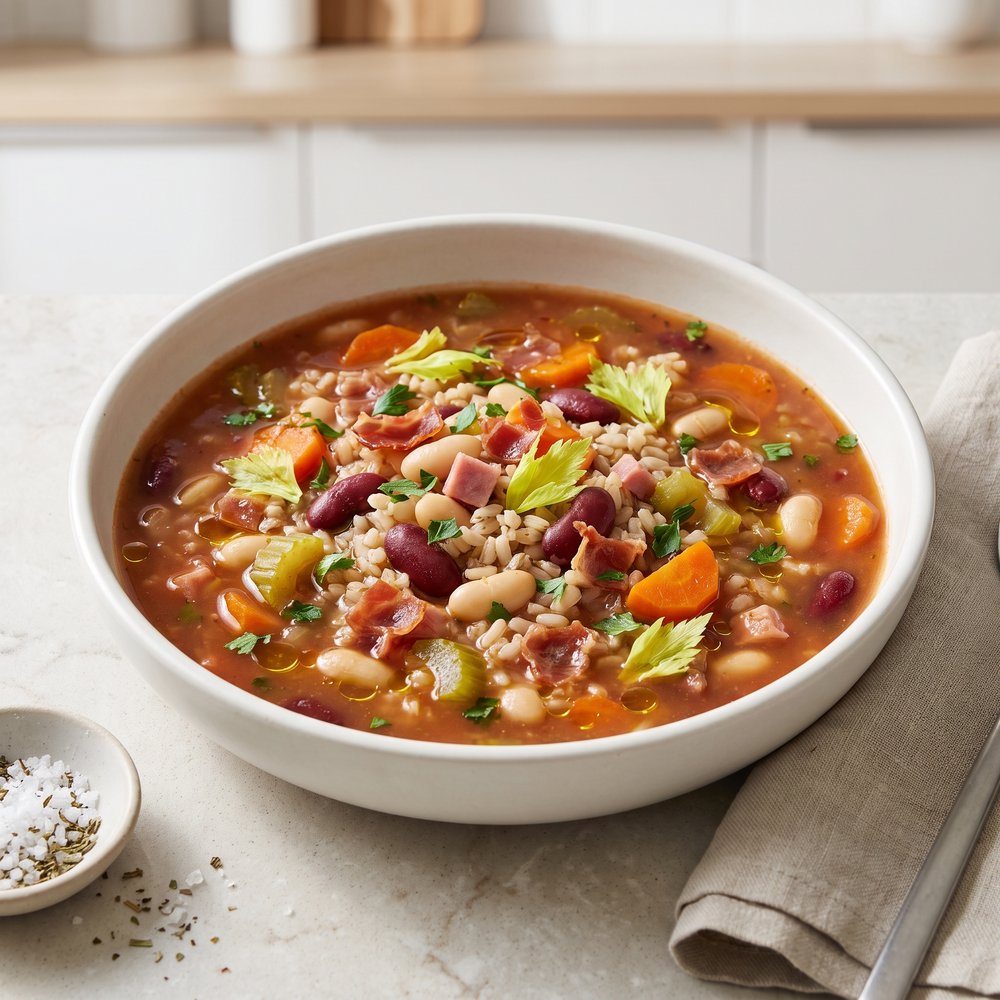 Prosciutto and Fava-Style Rice Minestrone