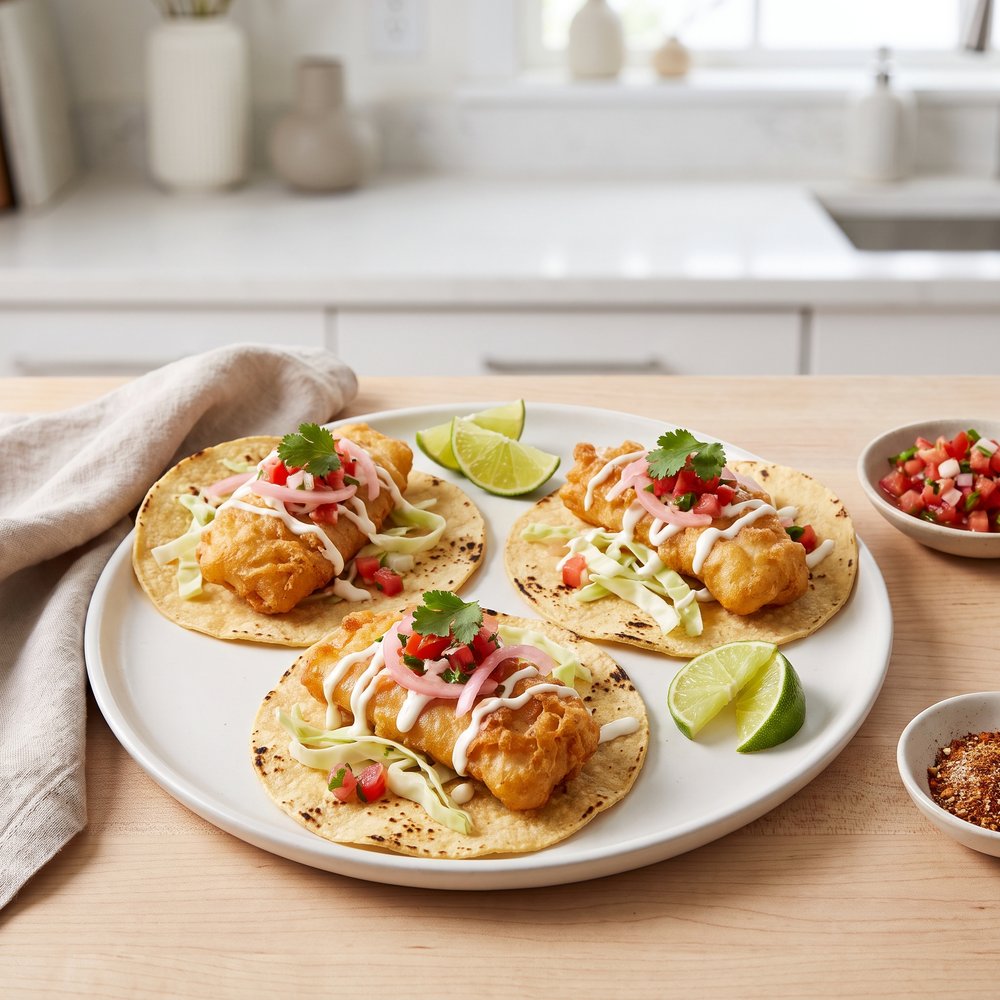 Baja-Inspired Beer-Battered Fish Tacos