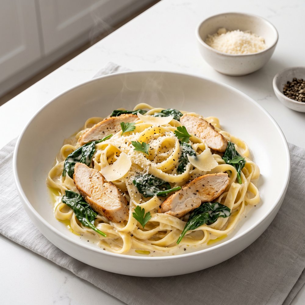 Creamy Chicken Florentine Fettuccine