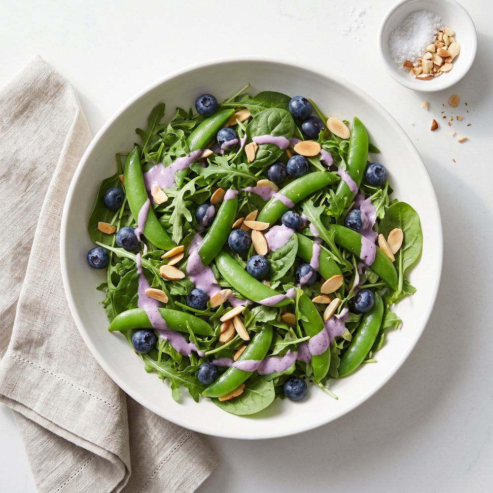 Blueberry and Sugar Snap Pea Greens Salad