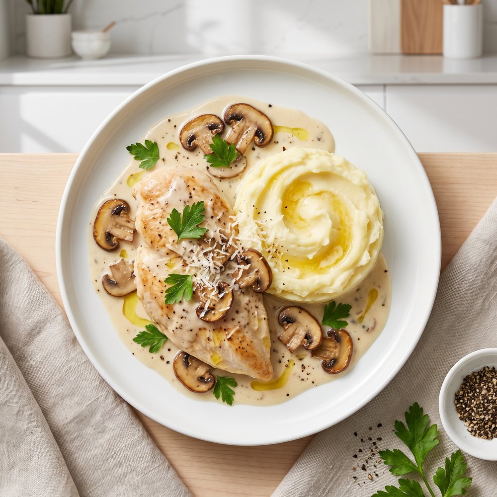 Crock Pot Cheesy Mushroom Chicken