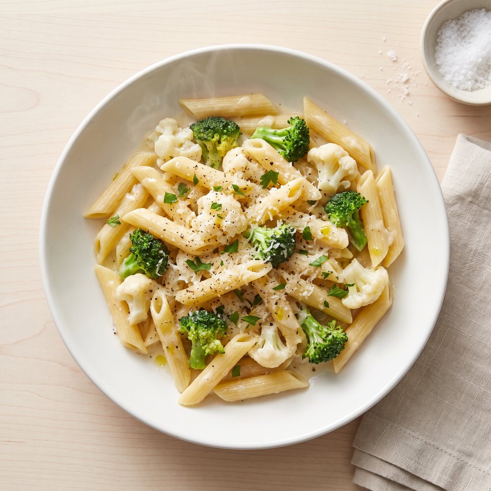 Family-Pleasing Penne with Broccoli, Cauliflower, and Beans