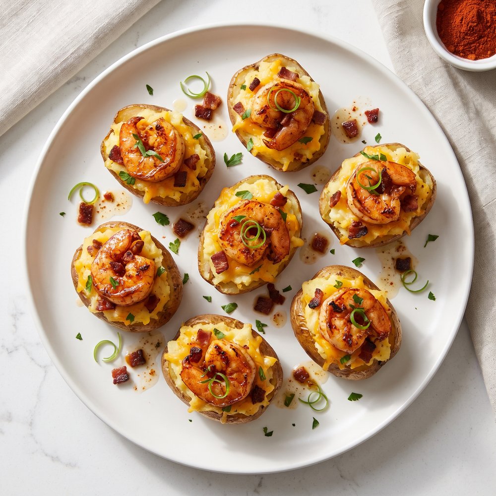 Bite-Size Twice-Baked Potatoes with Shrimp