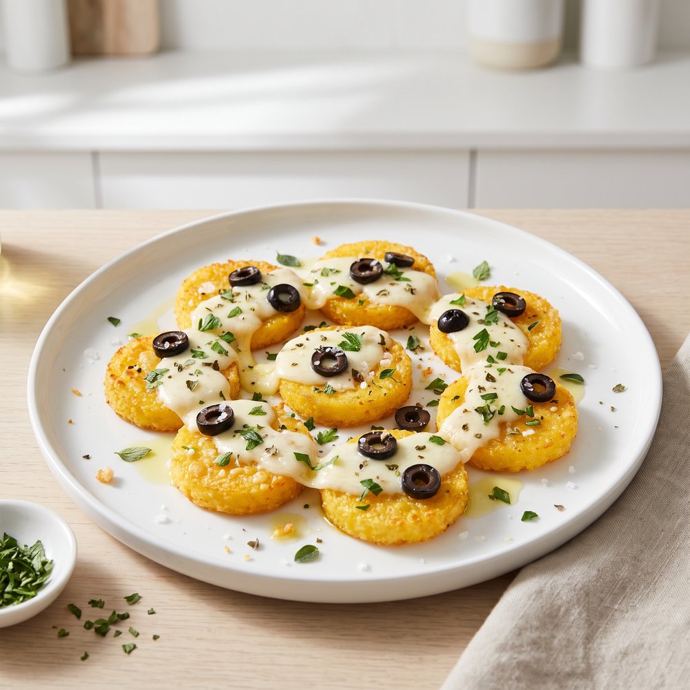 Crispy Air-Fried Polenta Pizza Rounds