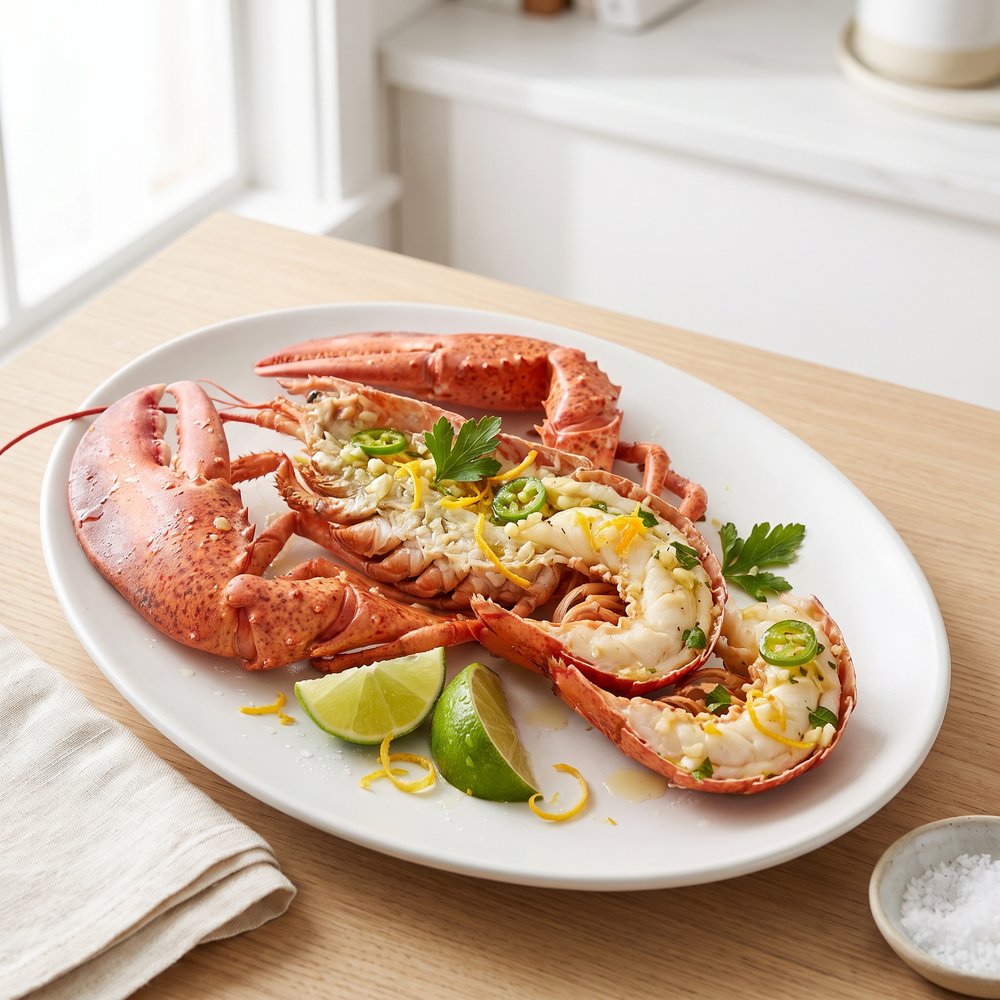 Classic Boiled Lobster with Citrus-Spice Broth