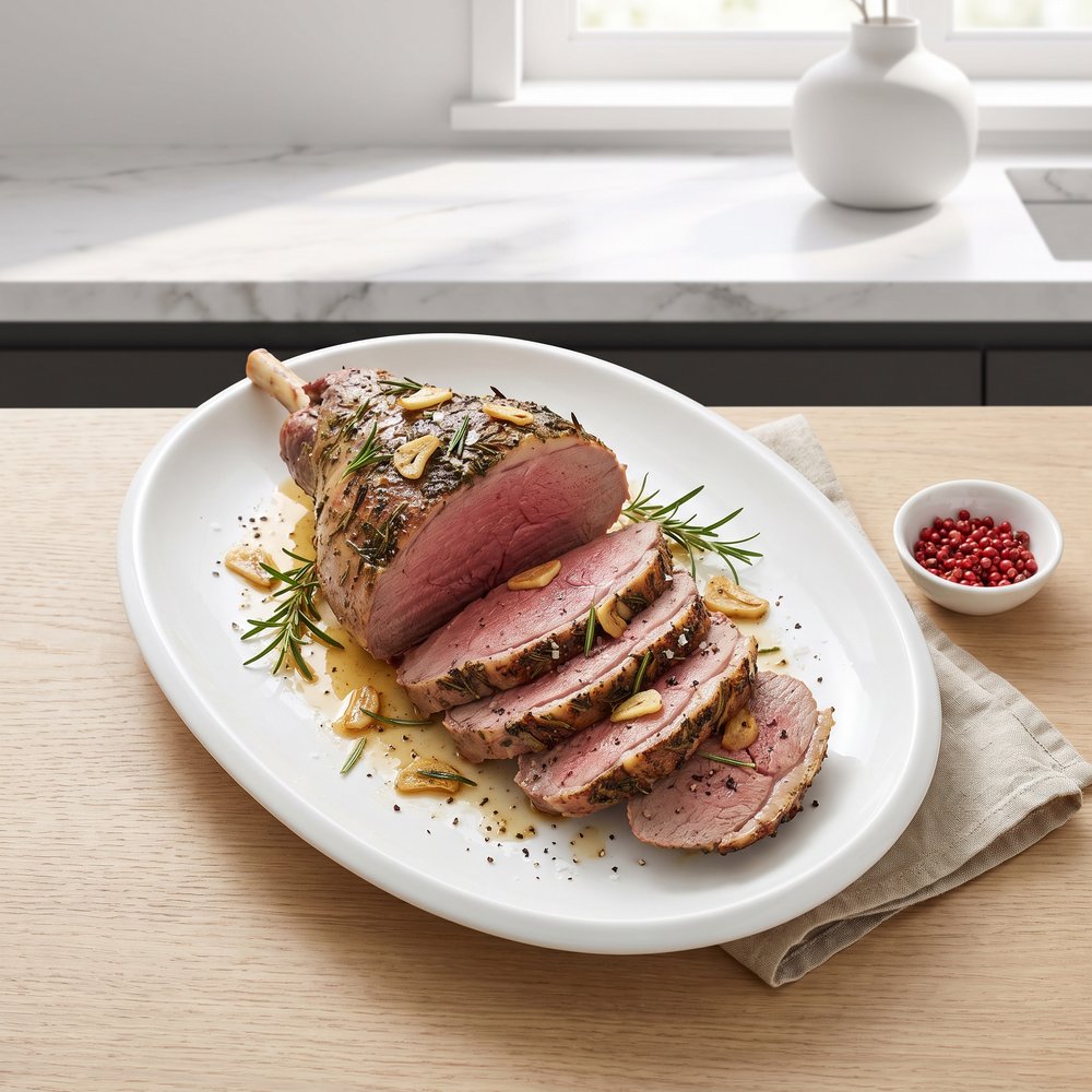 Garlic-Studded Roast Leg of Lamb with Rosemary
