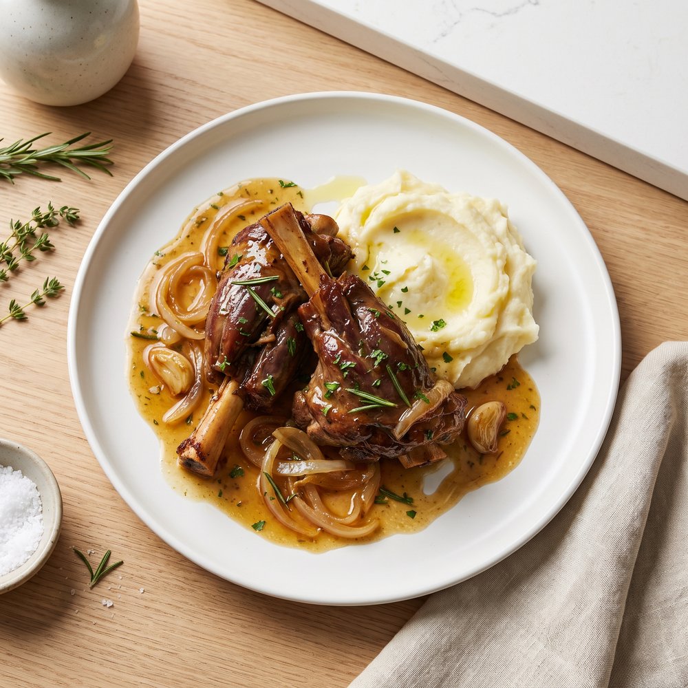 Lamb Shank Braised in White Wine with Rosemary