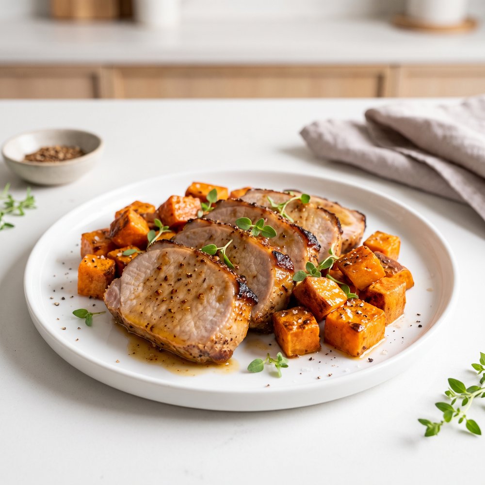 Crockpot Pork Loin with Brown Sugar and Sweet Potatoes