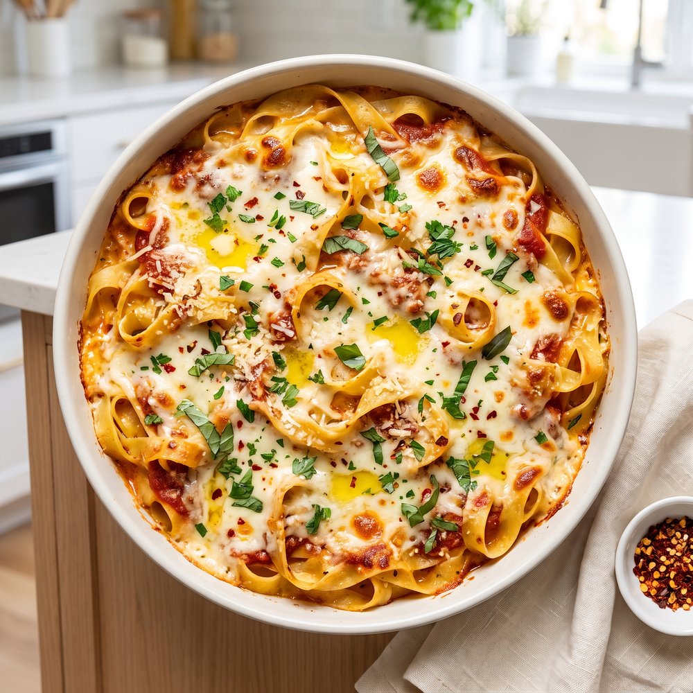 Alfredo Marinara Pasta Bake