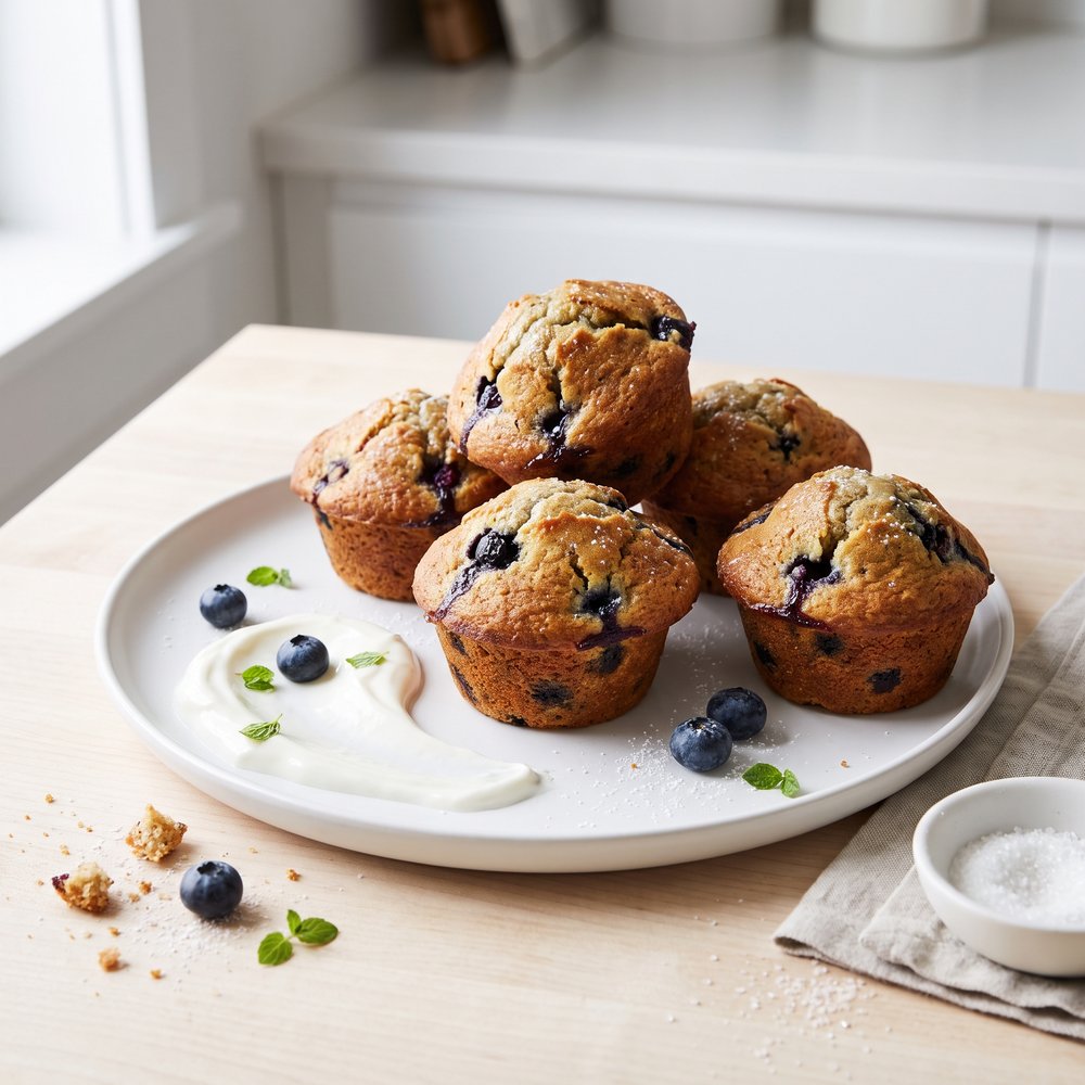 Banana-Blueberry Muffins with Greek Yogurt