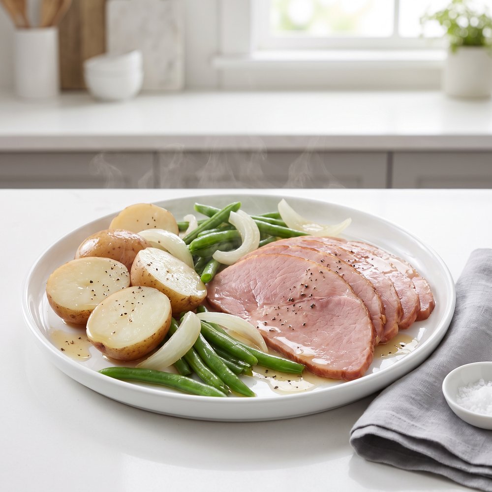 Super-Easy Cottage Ham with Potatoes and Green Beans