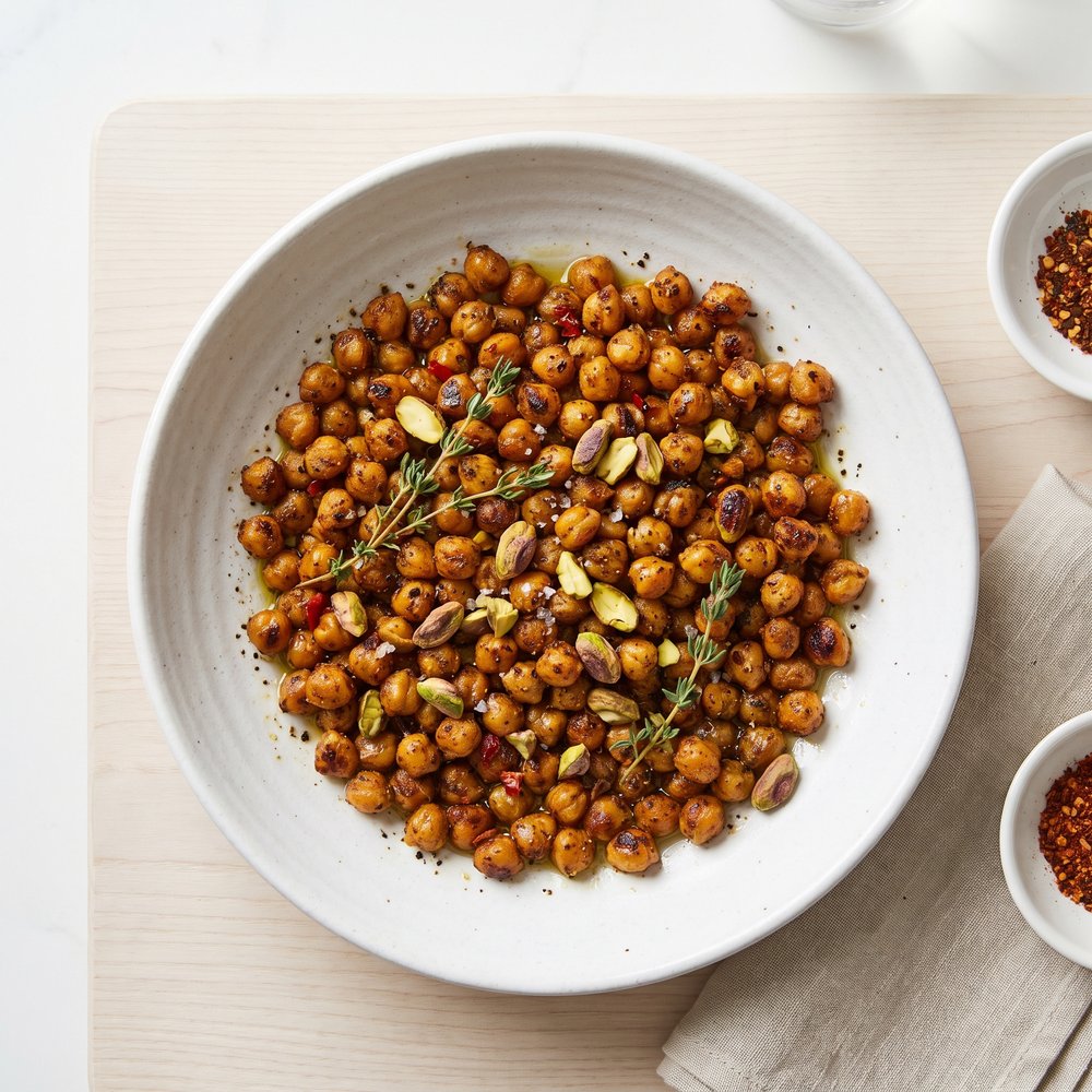 Zesty Garbanzo Beans with Pistachio Nuts