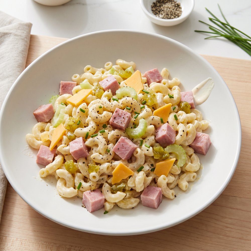 Cheddar and Ham Macaroni Salad