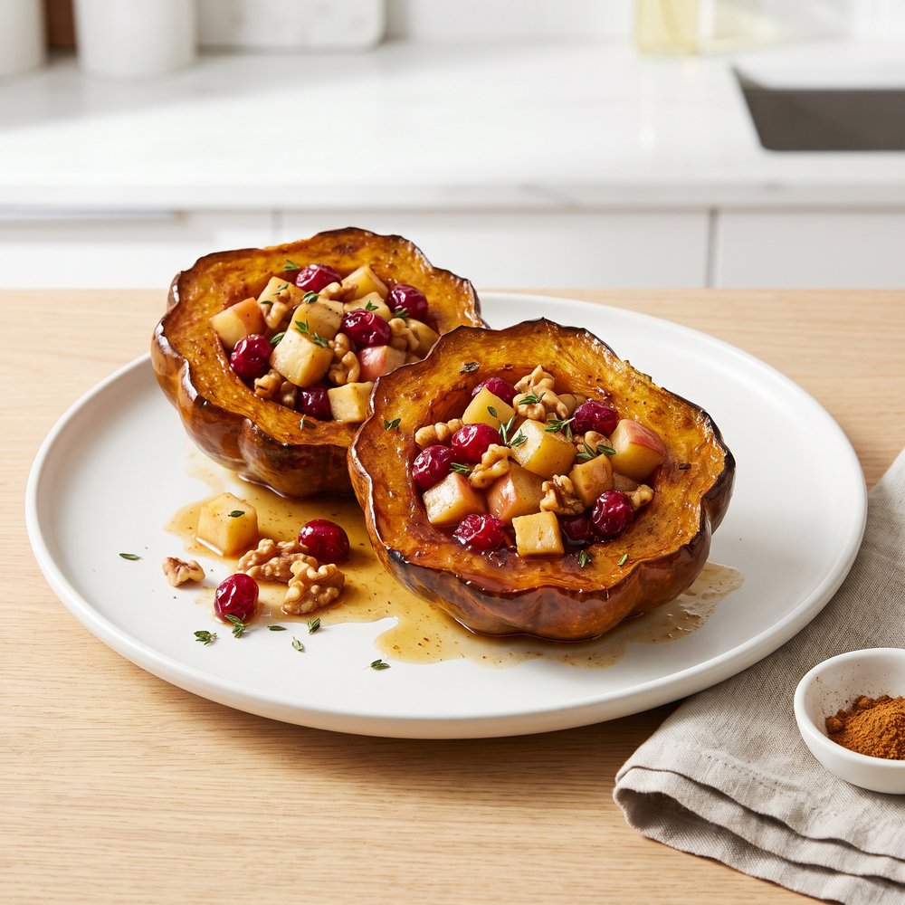 Roasted Acorn Squash with Apples and Cranberries
