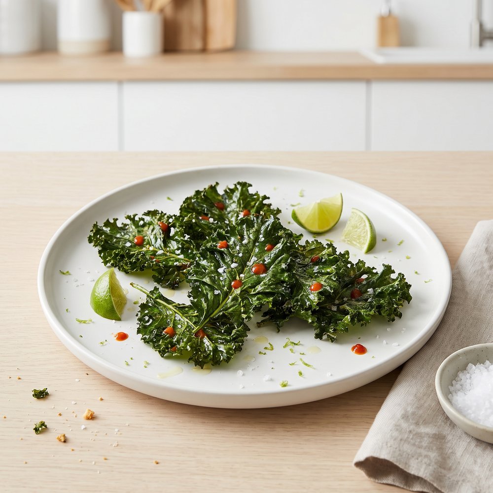Crispy Kale Chips with Sriracha and Lime