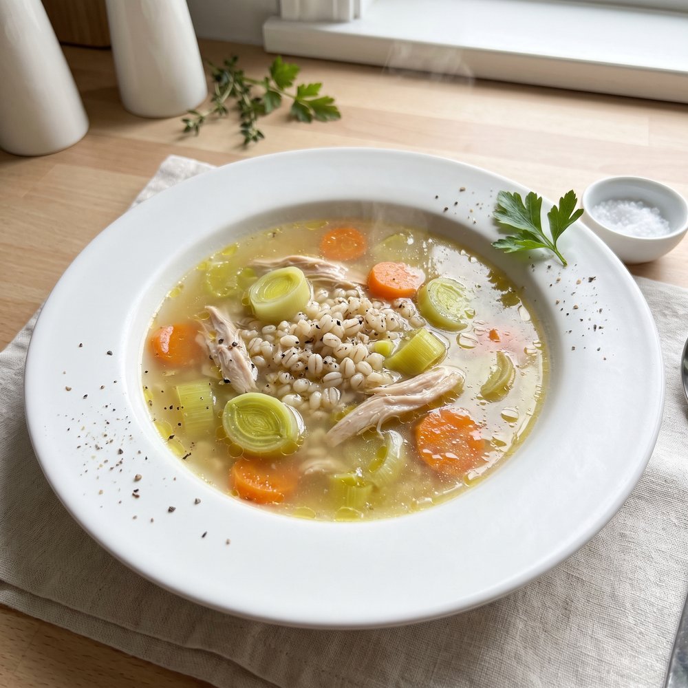 Scottish Chicken and Leek Soup with Barley