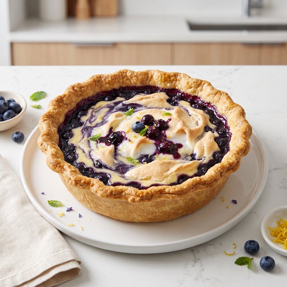Blueberry Custard Cream Pie