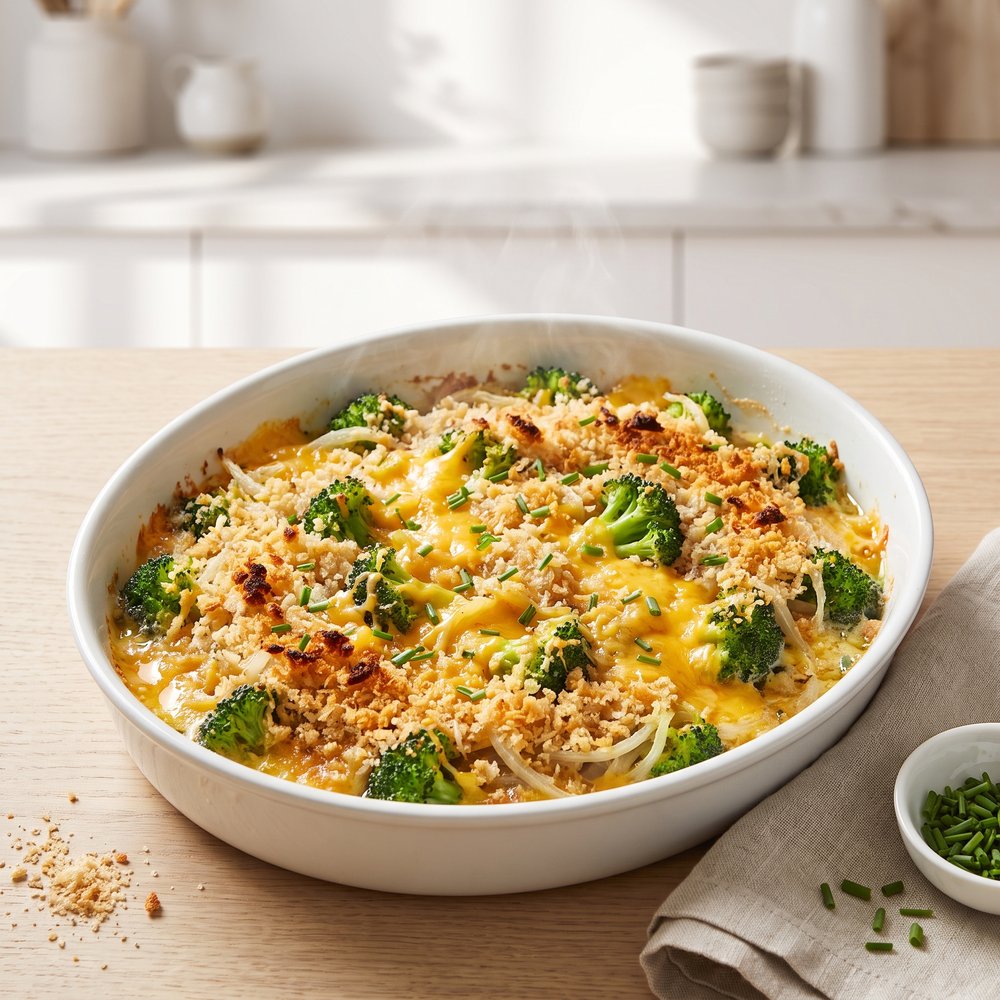 Cheesy Broccoli & Onion Bake