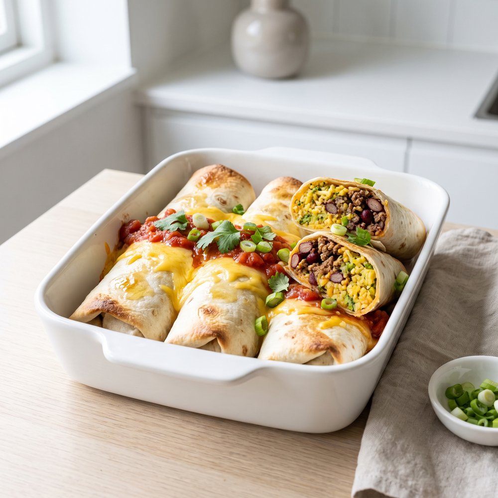 Cheddar Broccoli Beef Burritos