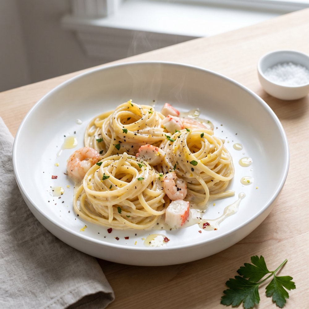 Creamy Seafood Linguine Pasta