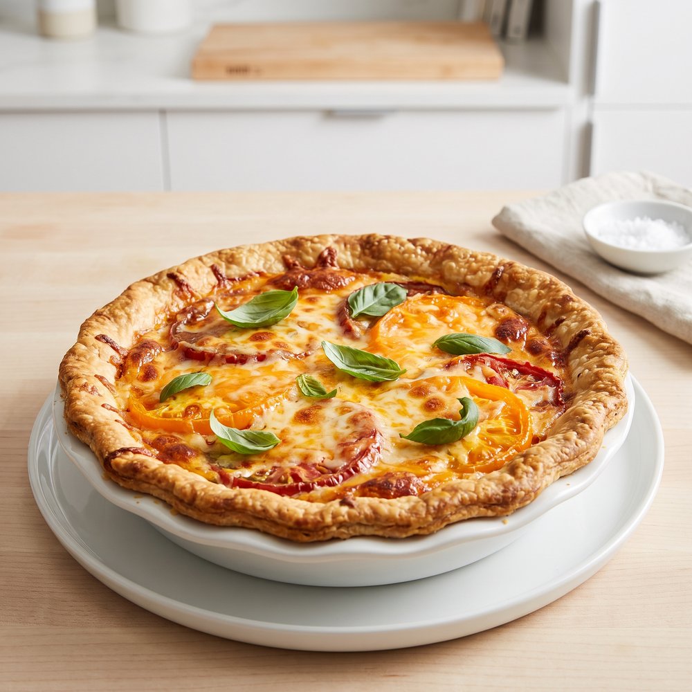 Heirloom Tomato and Basil Cheese Pie