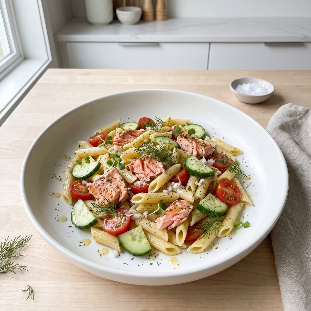 Mediterranean-Style Salmon Pasta Salad
