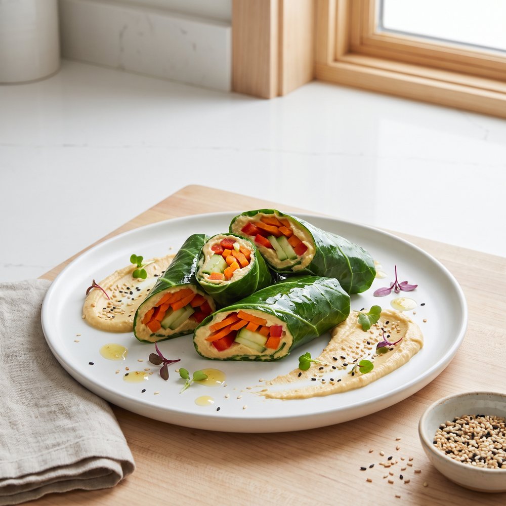 Veggie Hummus Collard Wraps