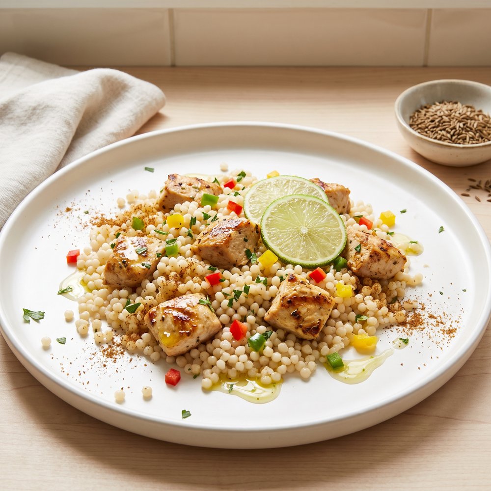 Couscous Chicken Salad with Peppers