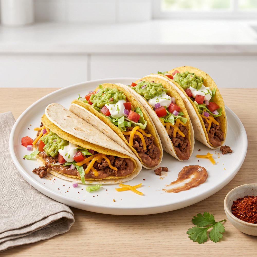 Stacked Crunchy-and-Soft Tacos