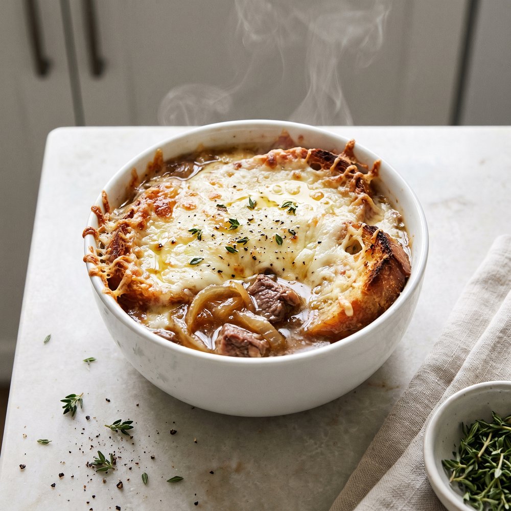Ribeye-Loaded French Onion Soup