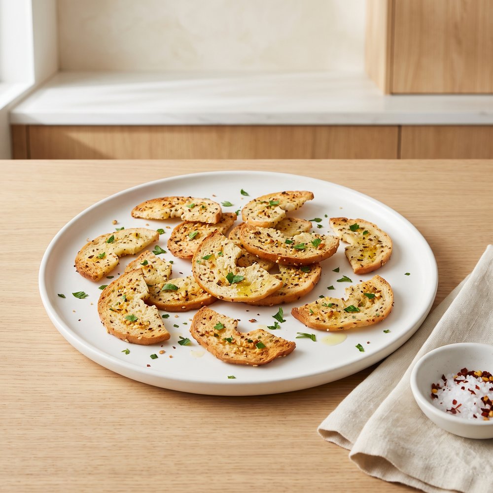 Oven-Baked Garlic Bagel Chips