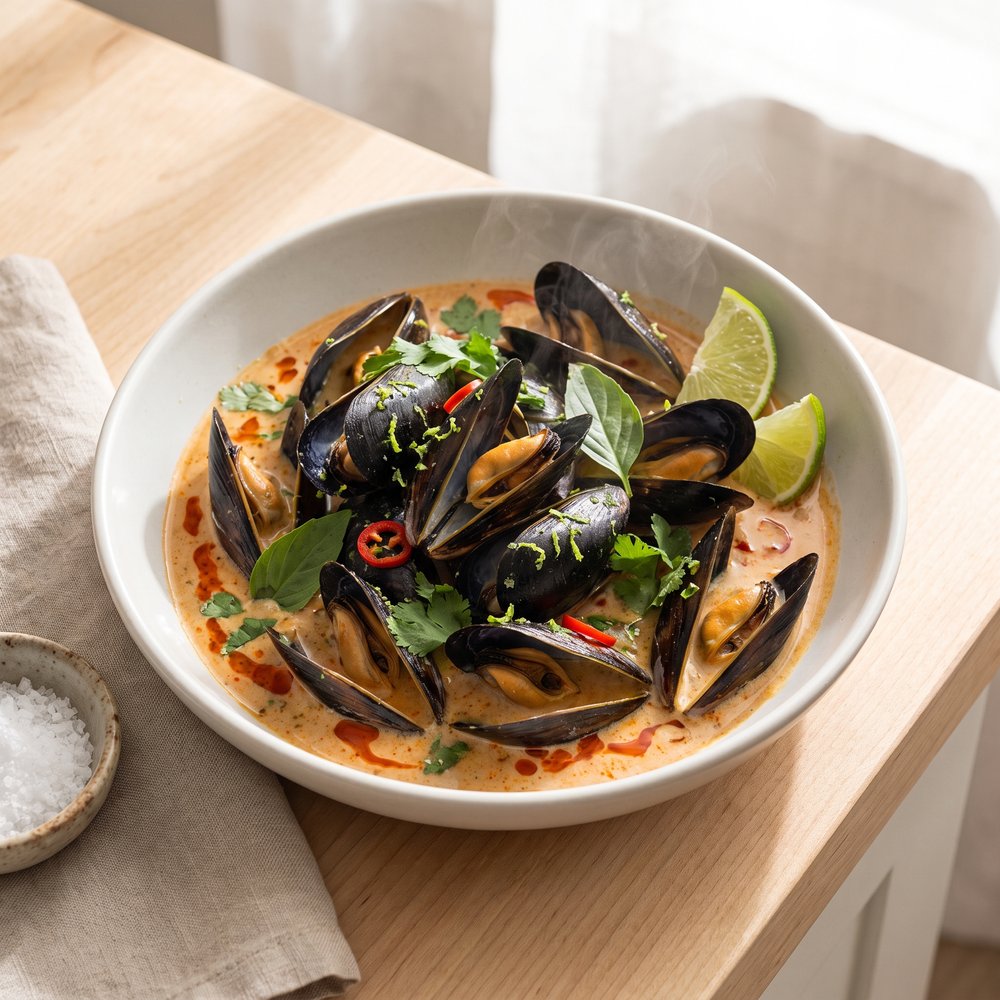 Coconut Red Curry Thai Mussels