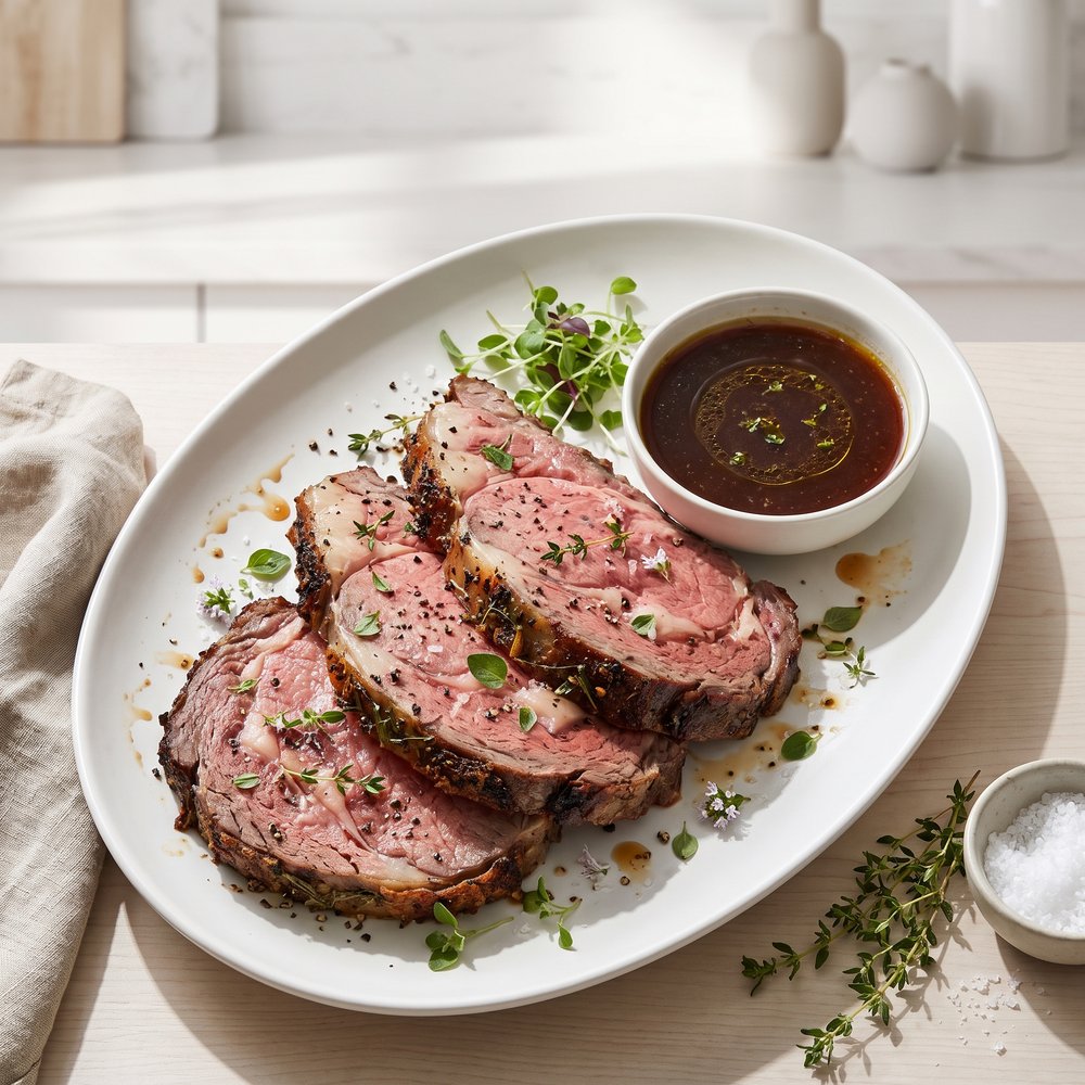 Herb-Crusted Prime Rib with Classic Au Jus