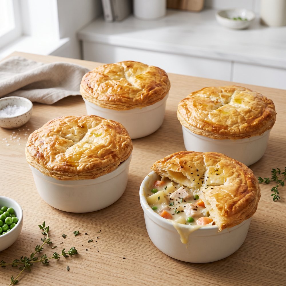 Individual Chicken Pot Pies with Buttery Puff Pastry