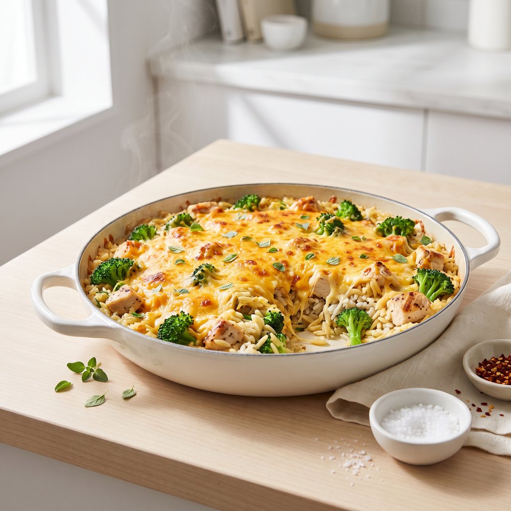 One-Pan Chicken, Broccoli & Rice Skillet Bake