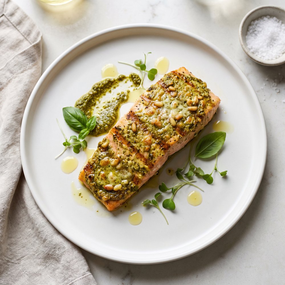 Grilled Salmon With Pesto Crust