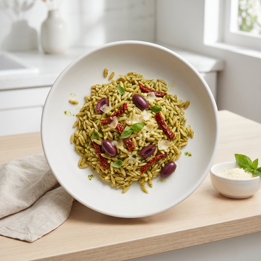 Orzo Tossed with Sun-Dried Tomatoes and Kalamata Olives