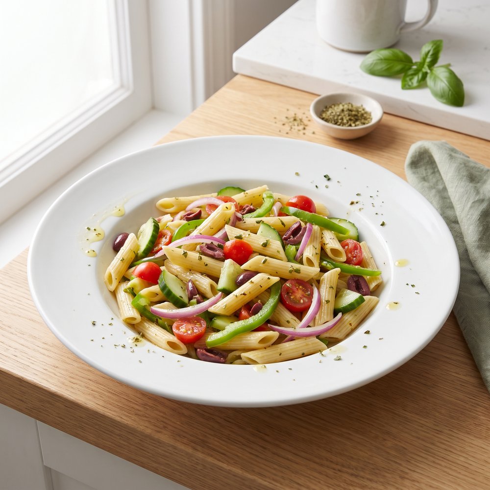 Greek-Style Vegetarian Penne Salad