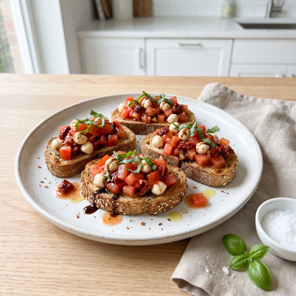 Healthier Double Tomato Bruschetta