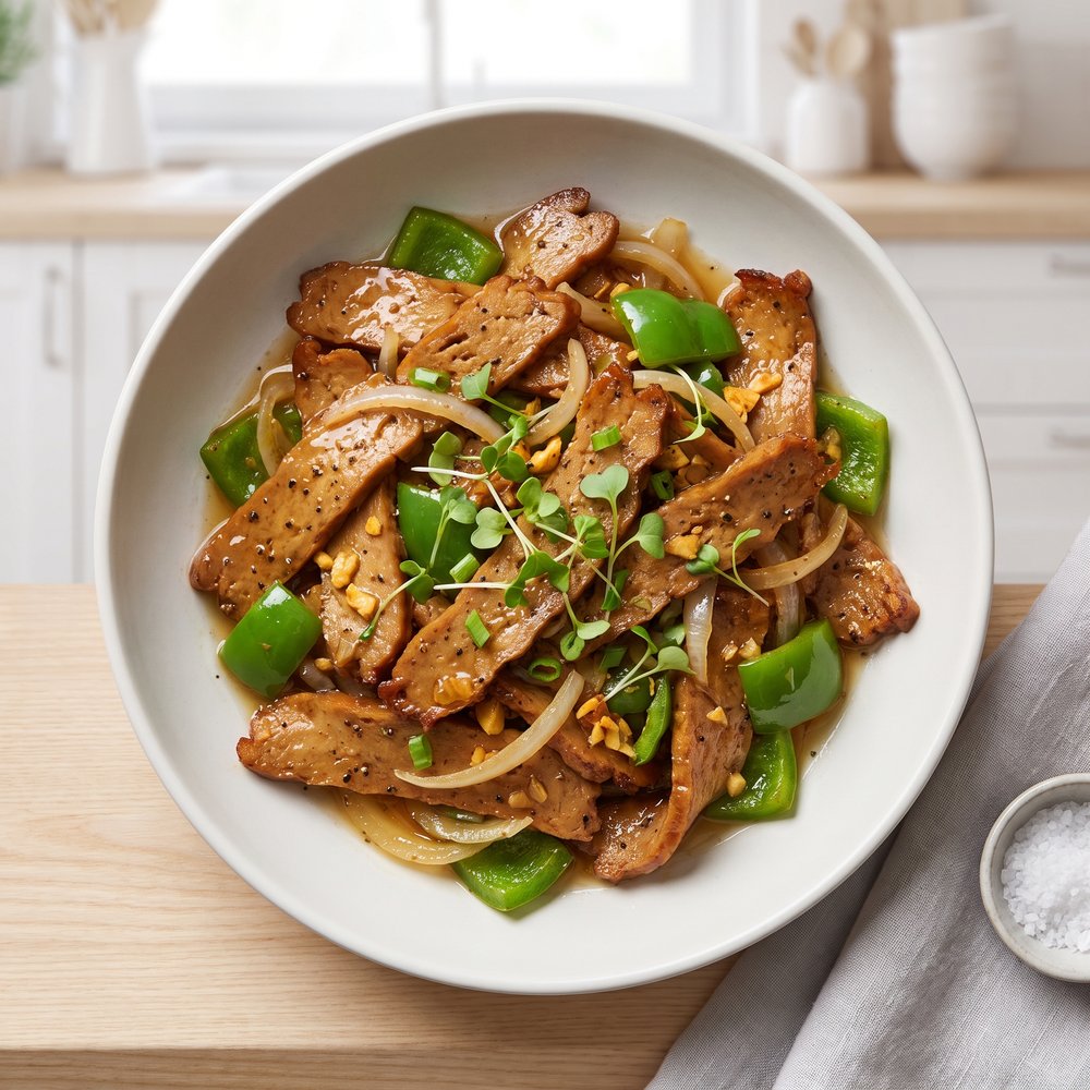 Peppery Garlic Seitan Stir