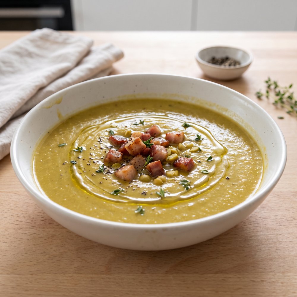 Hearty Split Pea Soup with Pork Belly