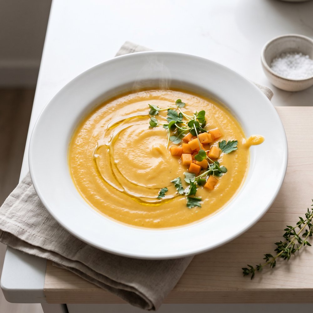 Persimmon-Kissed Butternut Squash Soup